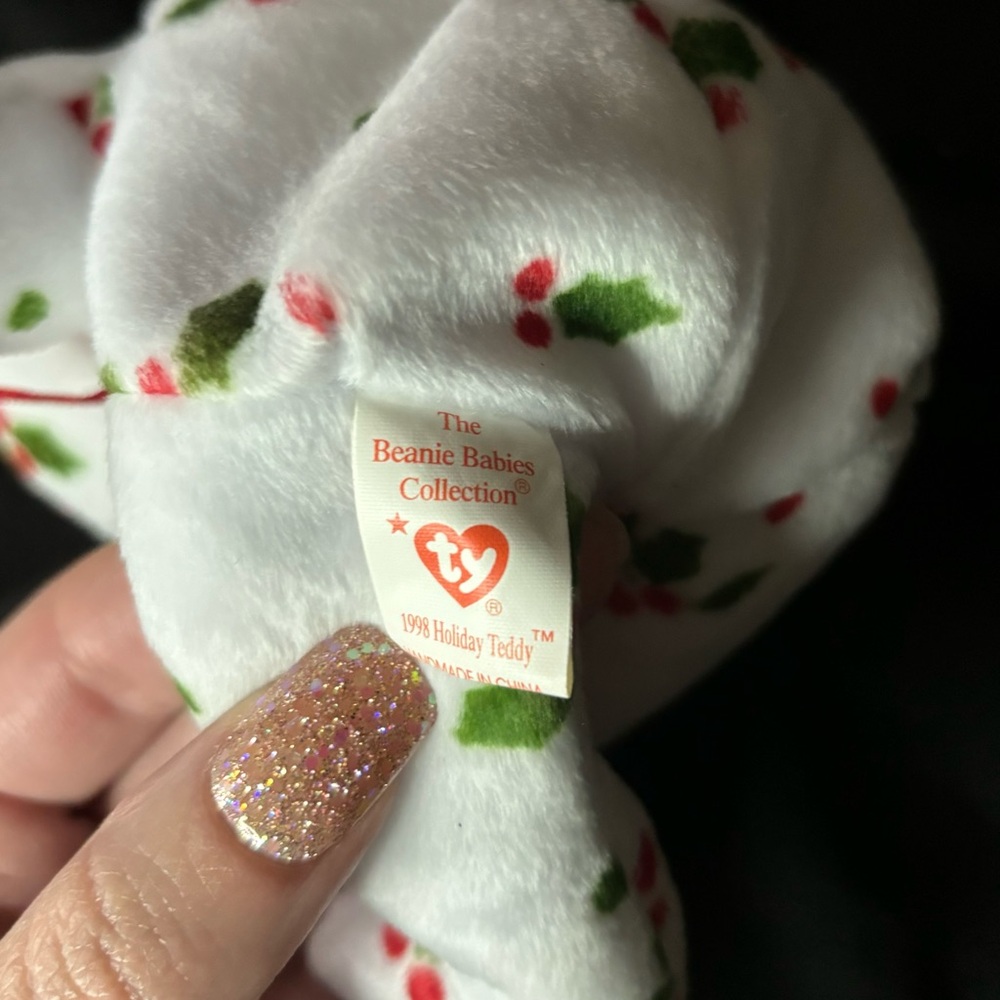 Ty Beanie Baby Heart Tag with Red and White - Picture 7 of 8